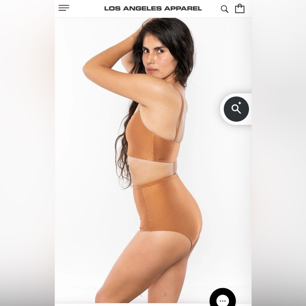 Los Angeles Apparel Bambi Brown High Waister Bikini Bottom, size S